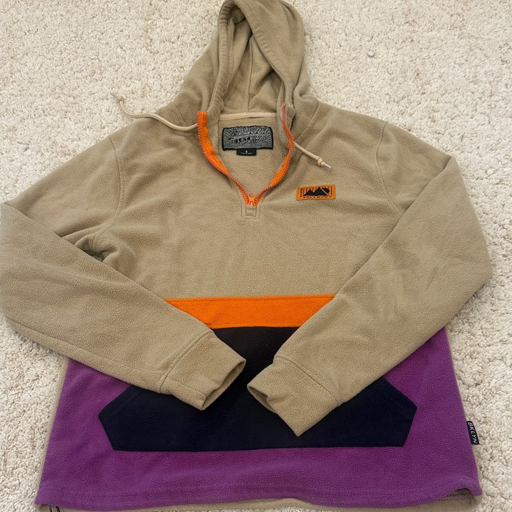 Brooklyn Cloth Tan, Orange, and Purple Zip Up Sweater